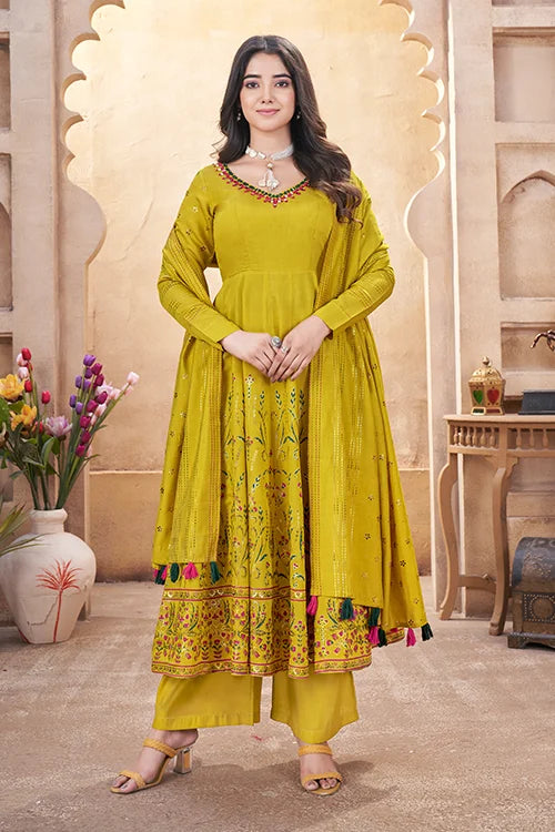 Fluorescent Yellow Haldi Salwar Suit