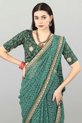 Green Georgette Bandhani Saree