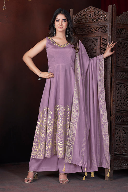 Lavender Roman Silk Salwar Suit