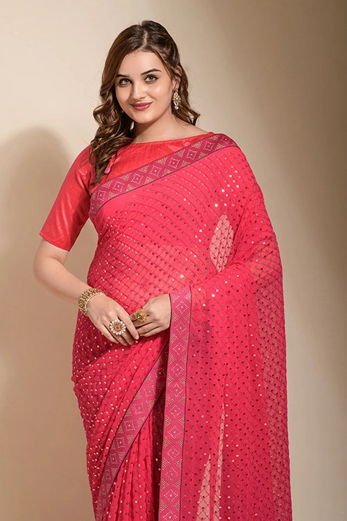 Stylish Pink Saree  Occasions