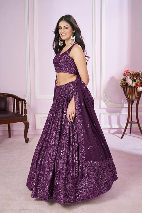 designer Purple wedding  Lehenga choli