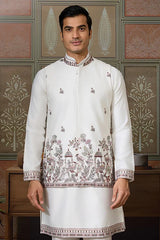 White Embroidered Kurta Koti Set