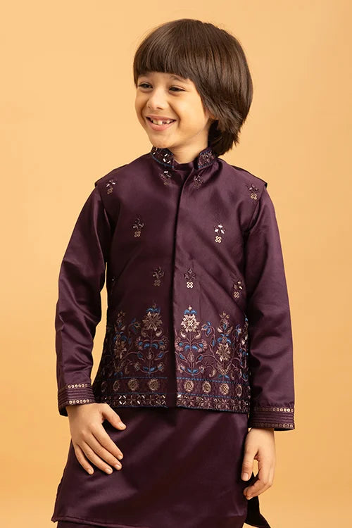 Boys Mirror Work Kurta Set