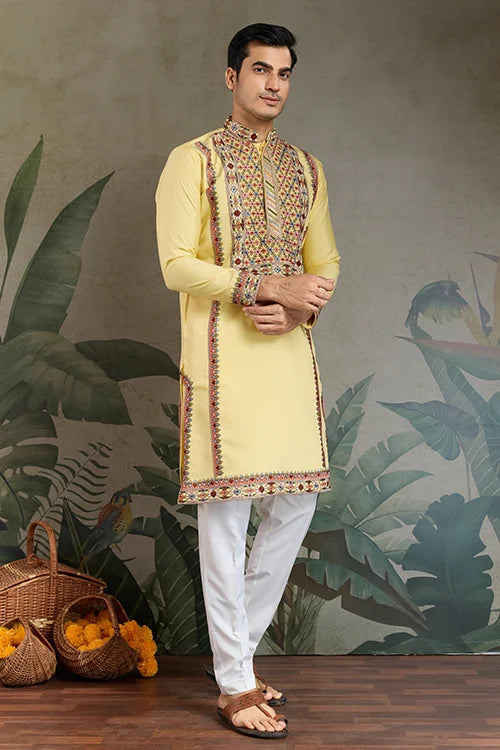 Yellow ethnic men’s kurta