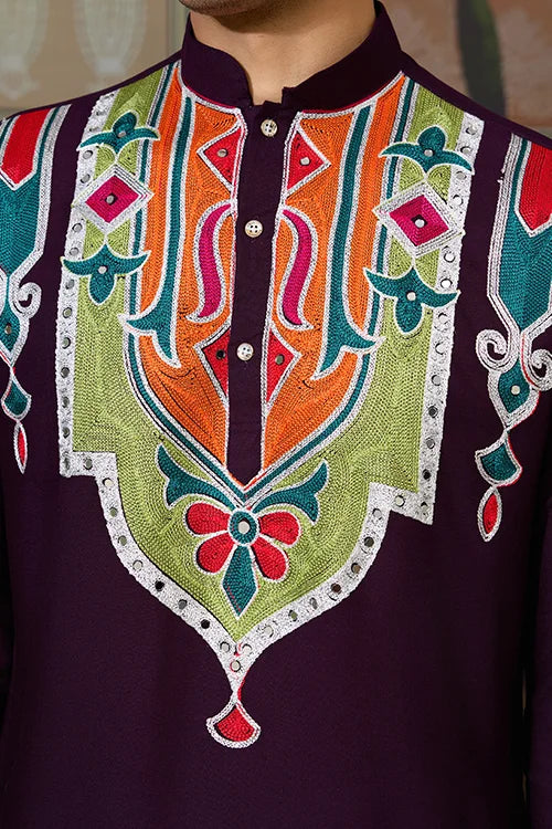 Festival Wear Purple Kurta