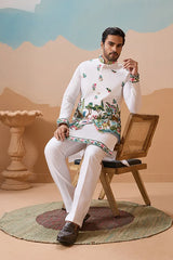 Premium White Kurta Koti Set