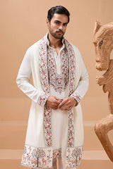 White Viscose Silk Kurta Set
