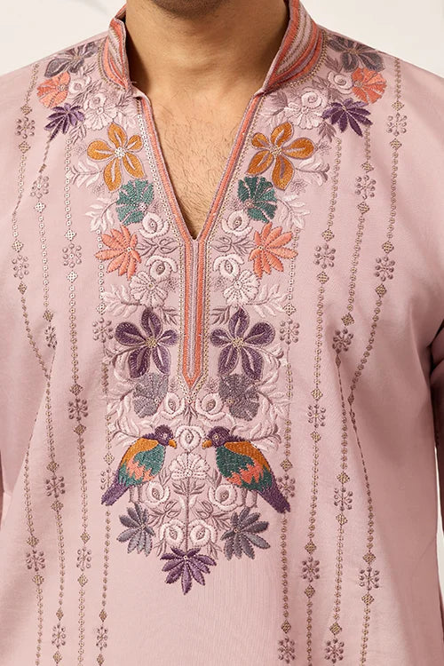 Embroidered Pink Kurta Pant