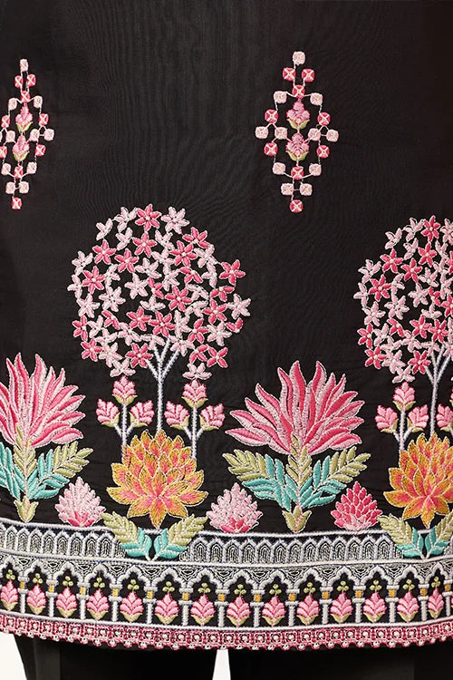 Men’s Black Viscose Silk Kurta