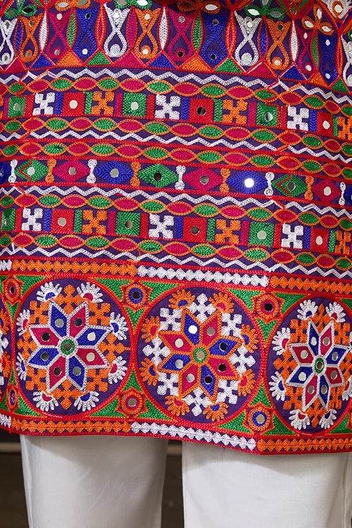 Purple Cotton Silk Kurta