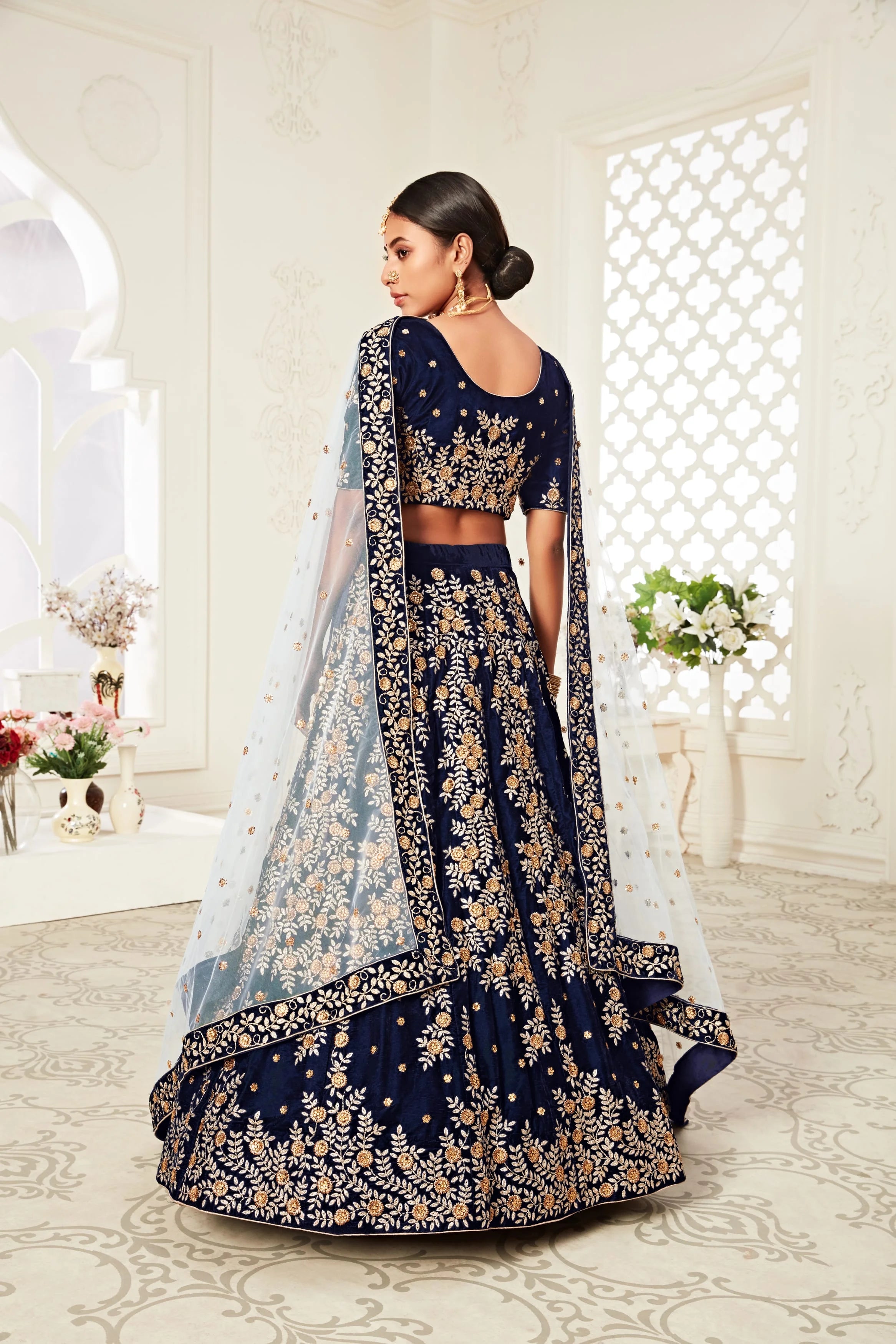 Festival Season Collection Women Wear Lehenga Choli Navy Blue