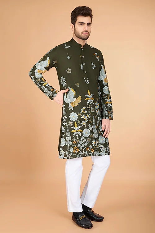 Festive Olive Kurta