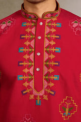 Red Wedding Ready Kurta Men
