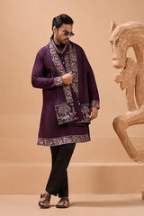 Purple Embroidered Kurta for Men