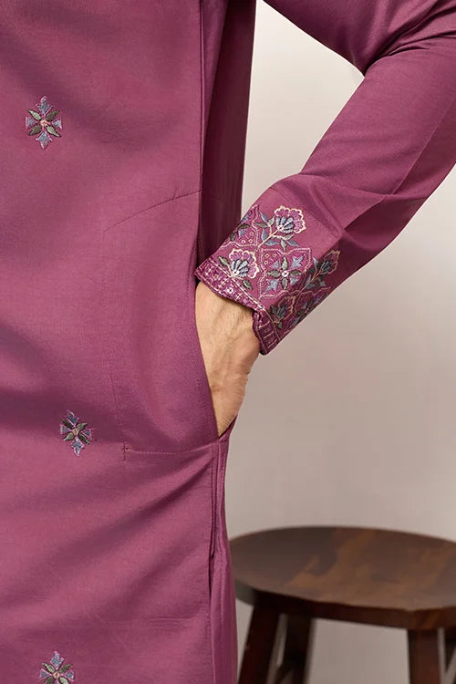 Men Pink Kurta with Dupatta