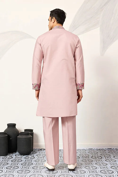 Stylish Dusty Pink Kurta Pant Set for Festive Occasions