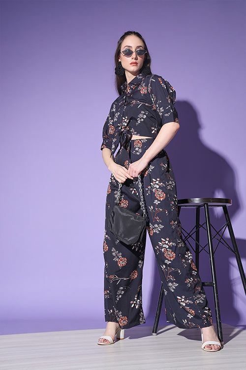 Floral Printed Shirt with Trousers