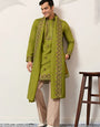 Classic Wedding Fluorescent Green Mens Wear Kurta with Dupatta