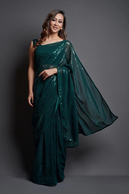 Green saree for special occasions
