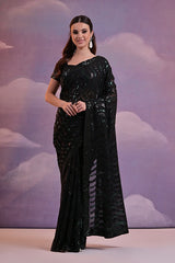 Lace embroidered Bollywood saree
