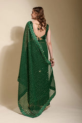 Green embroidered georgette saree
