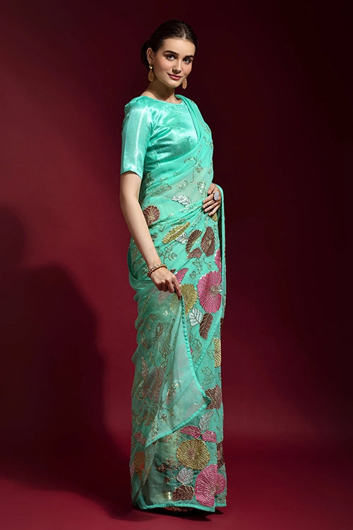 Georgette  SKY Saree for Women