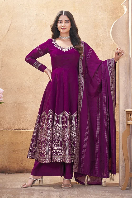 Purple Mirror Work Salwar Suit