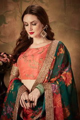 Green Orange Bridal Lehenga Choli