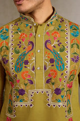 Green Embroidered Kurta