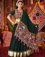 Beautiful Green Mirror Work Chaniya Choli for Navratri