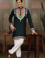 Green Embroidered Festival Wear Kurta for Men