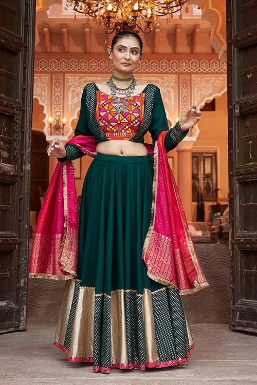 Green Color Ghagra Choli Online Shopping for Navratri