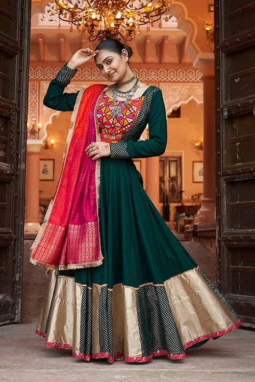 Green Color Ghagra Choli Online Shopping for Navratri