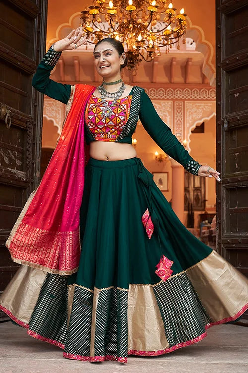 Green Color Ghagra Choli Online Shopping for Navratri