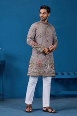 Grey Embroidered Kurta for Wedding