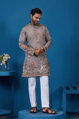 Viscose Silk Grey Kurta