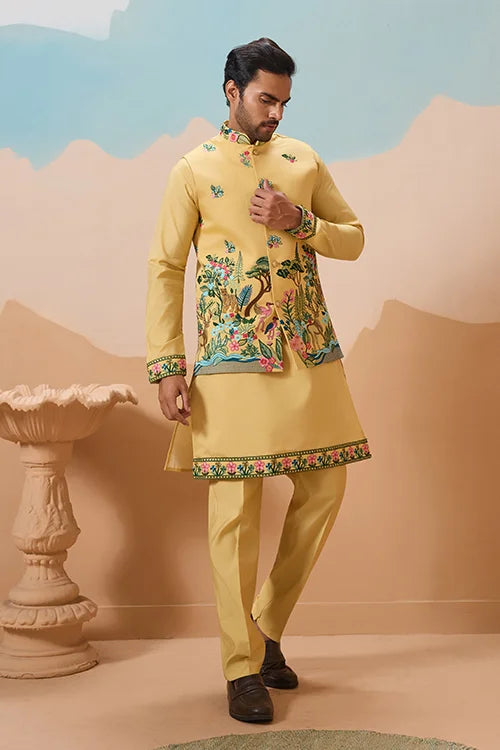 Haldi Yellow Koti Kurta Set