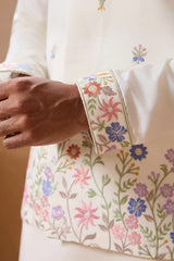 White Silk Kurta Koti Set