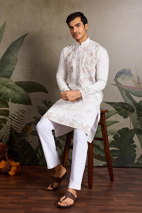 Wedding White Mirror Kurta
