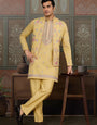 Trending Yellow Haldi Ceremony Koti Kurta for Men