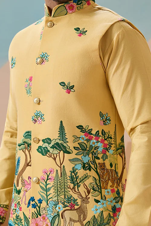 Yellow Koti Kurta for Mens