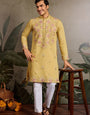 Haldi Special Outfit Mirror Work Mens Kurta Set