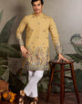 Haldi Ceremony Special Yellow Embroidered Kurta for Men