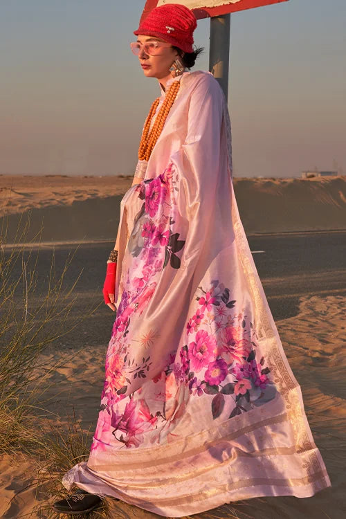 Soft  Saree With Printed Blouse