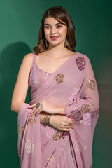 Bollywood Peach Sequin Saree