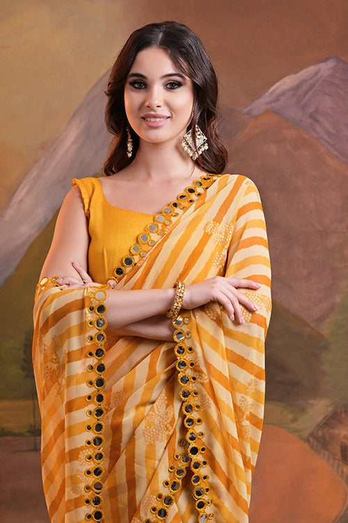 Yellow Designer Georgette Saree