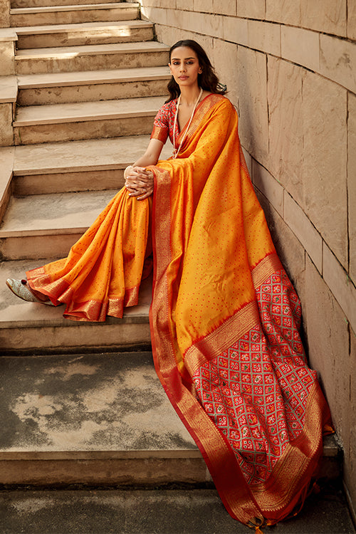 High-Quality Orange Silk Saree