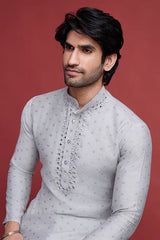 Beige Viscose Men's Kurta