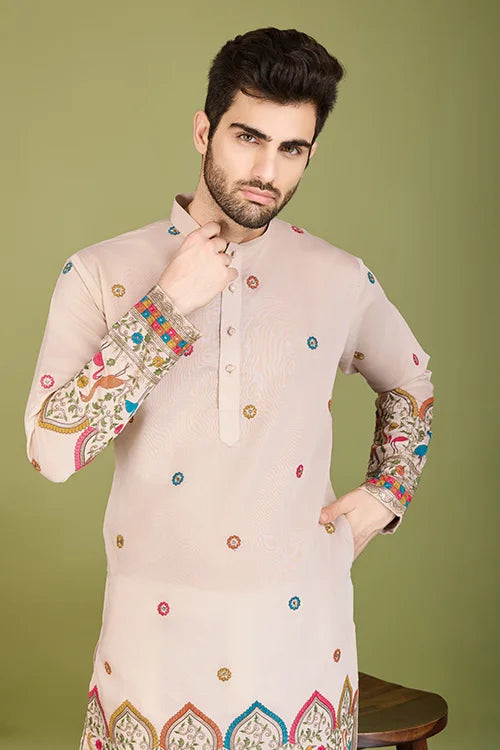 Ivory Silk Kurta for Men