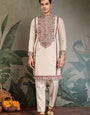 Classic Ivory Embroidered Kurta Pajama for Men